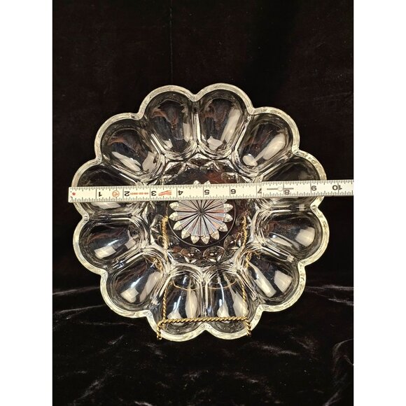 Vintage Clear Glass Deviled Egg Platter - Picture 2 of 5